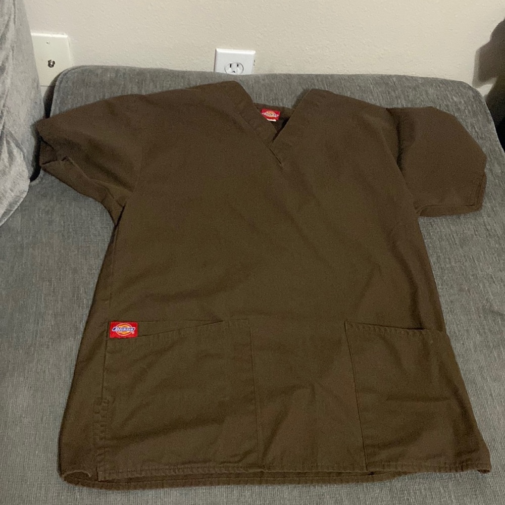 XS Brown Dickies Scrub Top good used condition